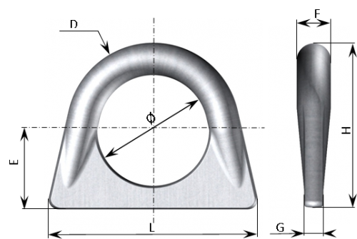 Schéma Anneau de levage  à souder  modèle H en alliage d’aluminium